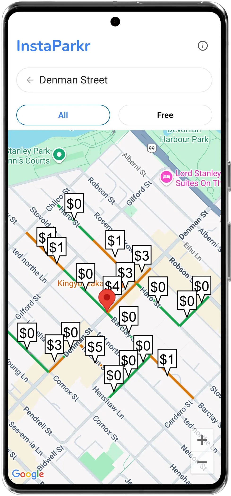 InstaParkr app payment screen
